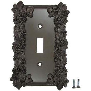 Grapes & Floral Wall Plate (Oil Rubbed Bronze Finish) ANNE AT HOME