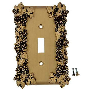 Grapes & Floral Wall Plate (Antique Brass Gold Finish) ANNE AT HOME