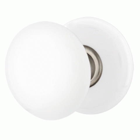 Ice White Porcelain Door Knob Set With Porcelain Rosette (Several Finish Options) EMTEK