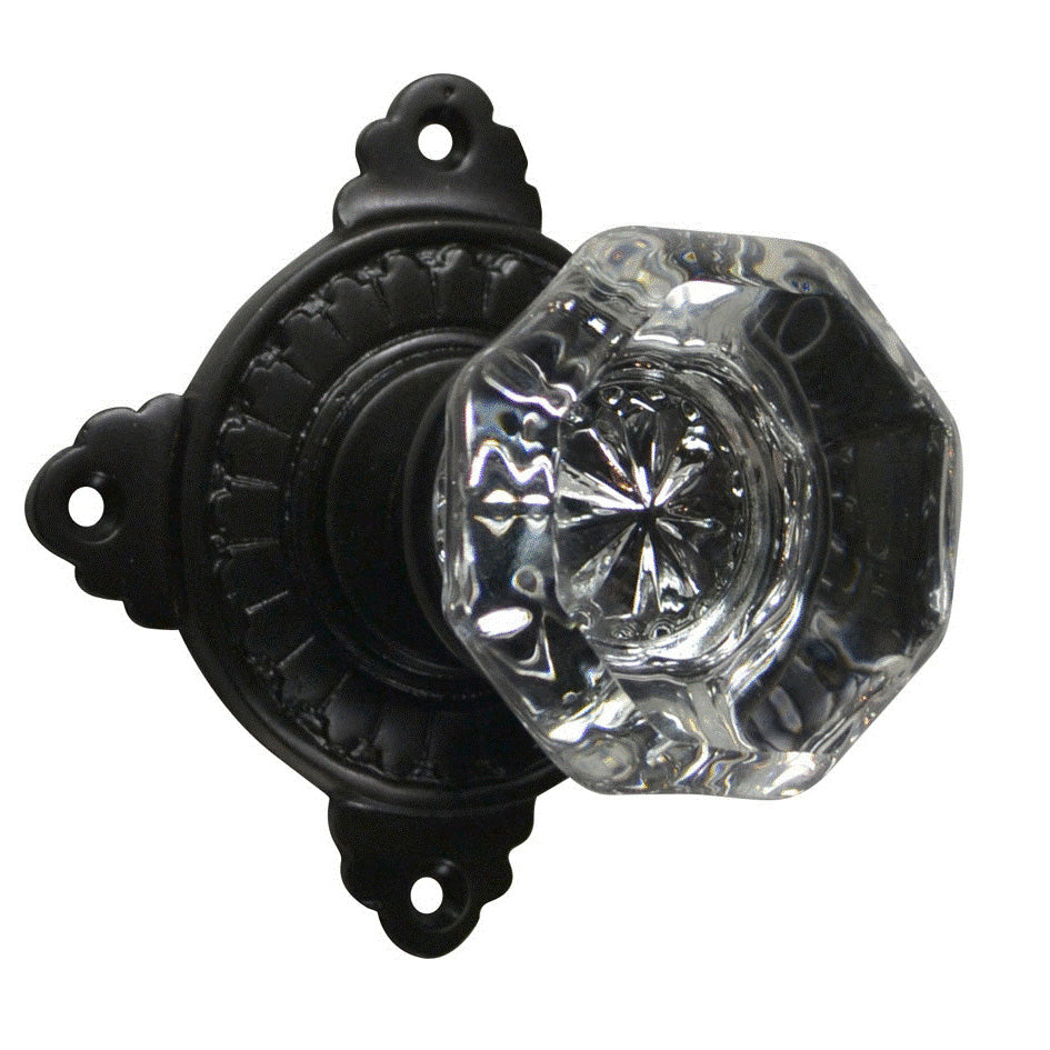 Art Deco Rosette Door Set with Octagon Crystal Door Knobs (Several Finishes Available) COPPER MOUNTAIN HARDWARE