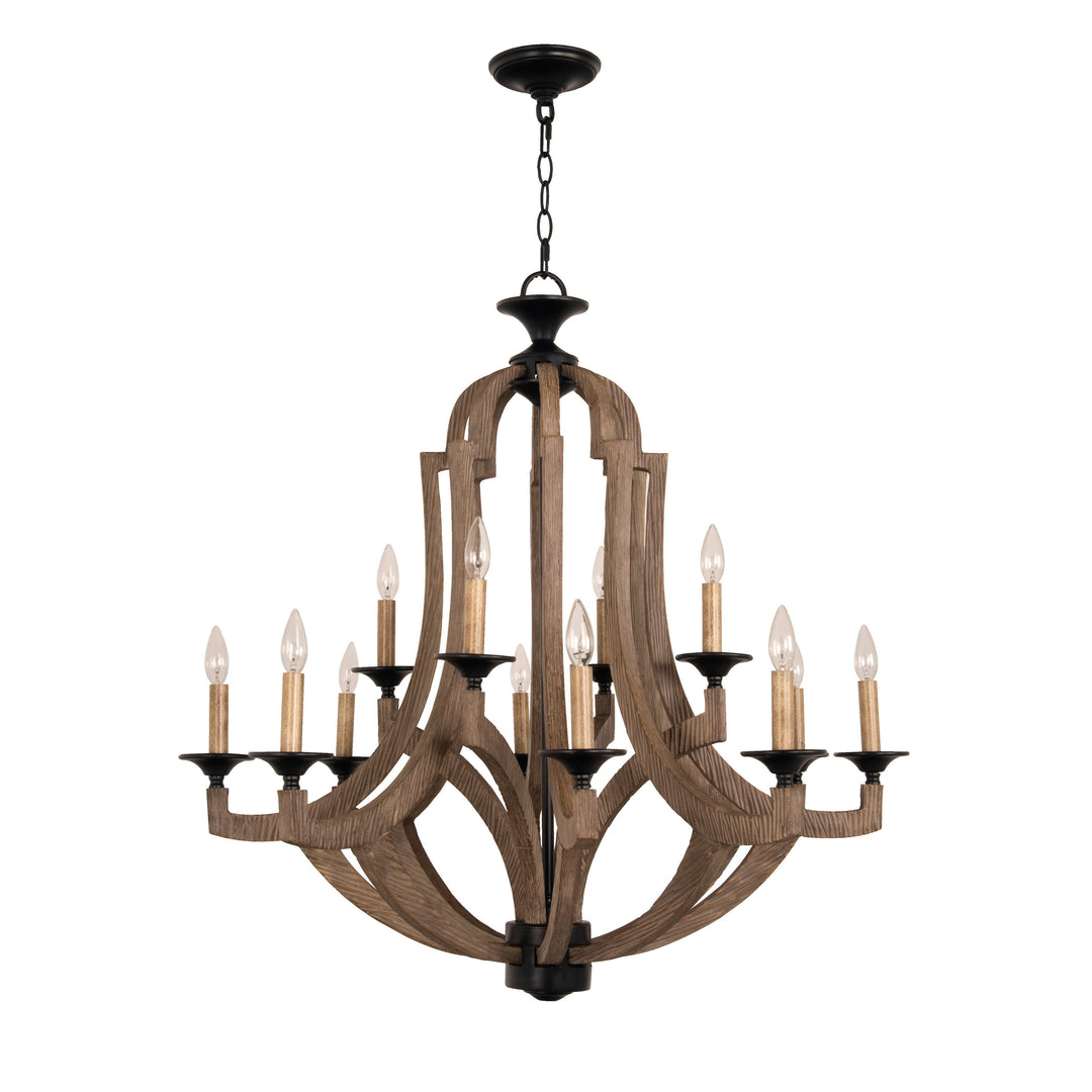 Winton 12 Light Chandelier in Weathered Pine/Bronze CRAFTMADE