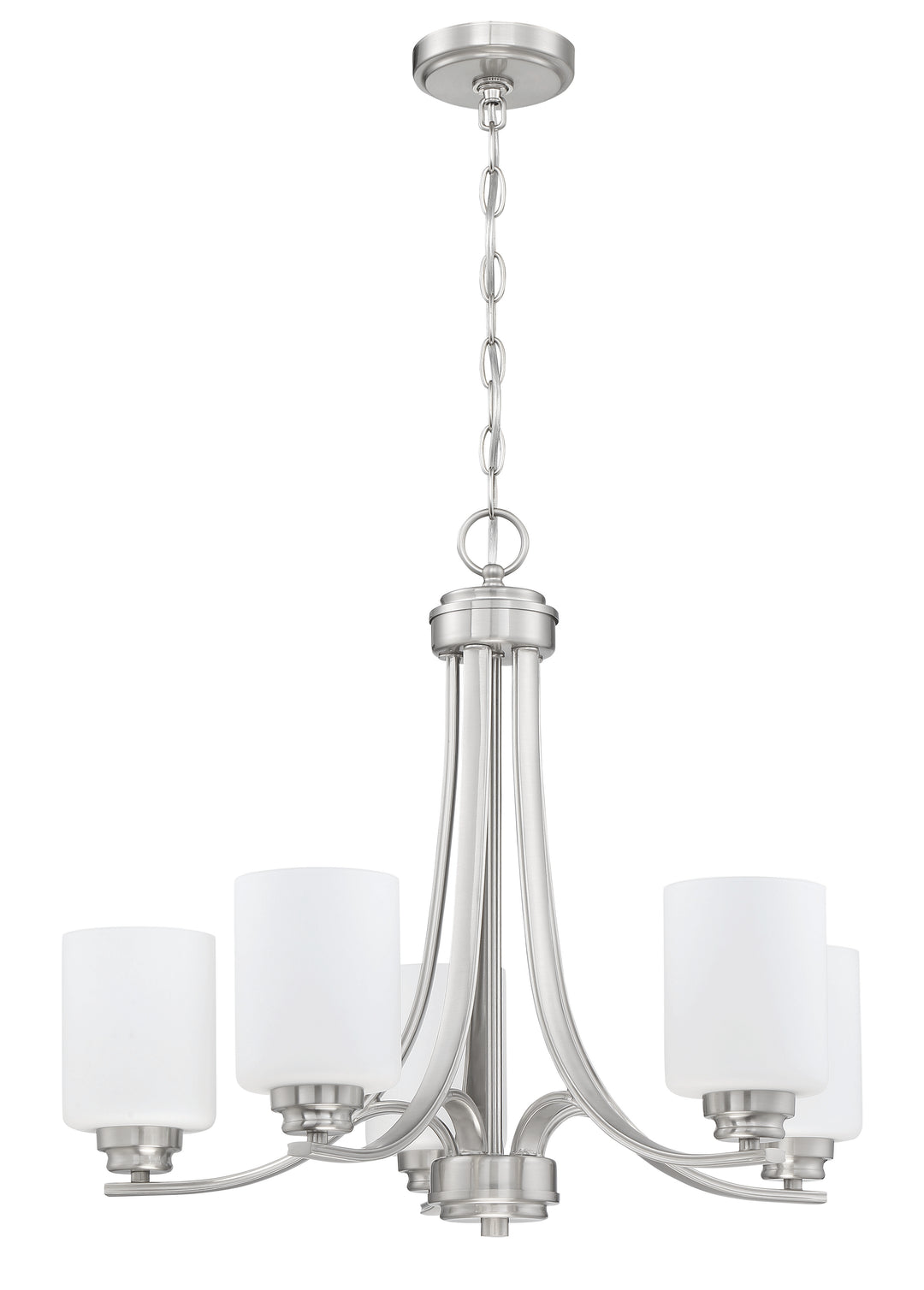 Bolden 5 Light Chandelier in Brushed Polished Nickel (White Glass) CRAFTMADE