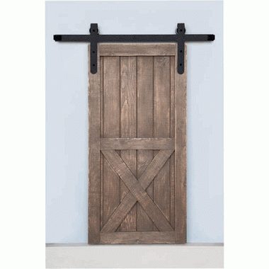Barn Door Track System in Rough Iron Rounded Ends (Matte Black Finish) ACORN MANUFACTURING