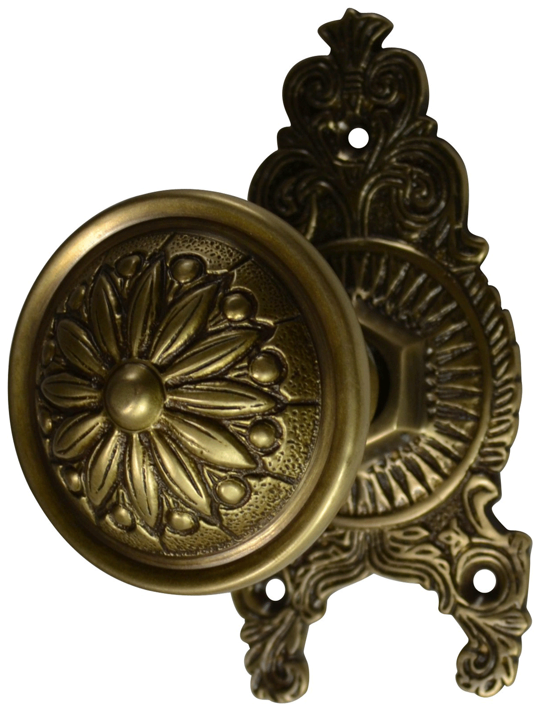 Ornate Victorian Rosette Door Set with Floral Imprint Door Knobs (Several Finishes Available) COPPER MOUNTAIN HARDWARE