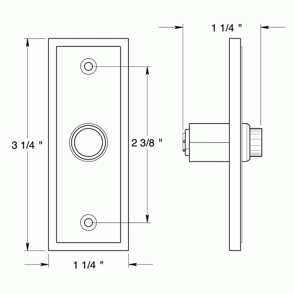 Bell Buttons, Solid Brass Bell Button, Rectangular Contemporary (Polished Brass Finish) DELTANA