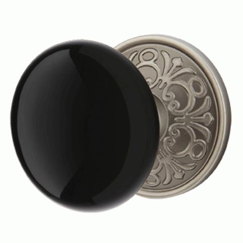 Emtek Black Porcelain Ebony Door Knob Set With Lancaster Rosette (Several Finishes Available) EMTEK