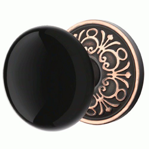 Emtek Black Porcelain Ebony Door Knob Set With Lancaster Rosette (Several Finishes Available) EMTEK