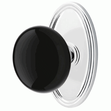 Black Porcelain Ebony Door Knob Set With Oval Rosette (Several Finish Options) EMTEK