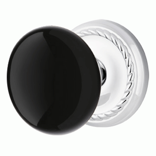 Black Porcelain Ebony Door Knob Set With Rope Rosette (Several Finish Options) EMTEK