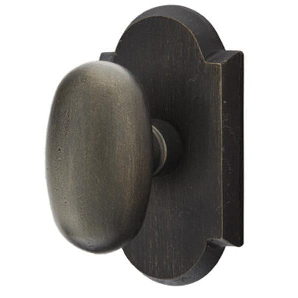 Solid Brass Sandcast Egg Door Knob Set With Arched Rosette (Several Finish Options) EMTEK