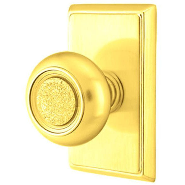 Solid Brass Belmont Door Knob Set With Rectangular Rosette (Several Finish Options) EMTEK