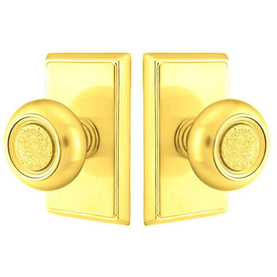 Solid Brass Belmont Door Knob Set With Rectangular Rosette (Several Finish Options) EMTEK