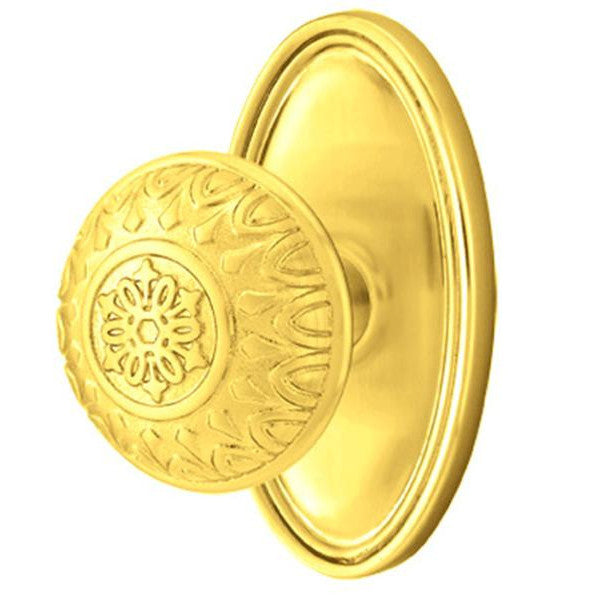 Solid Brass Lancaster Door Knob Set With Oval Rosette (Several Finish Options) EMTEK