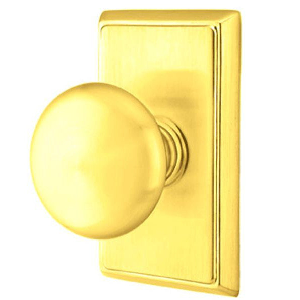 Solid Brass Providence Door Knob Set With Rectangular Rosette (Several Finish Options) EMTEK