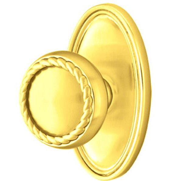 Solid Brass Rope Door Knob Set With Oval Rosette (Several Finish Options) EMTEK