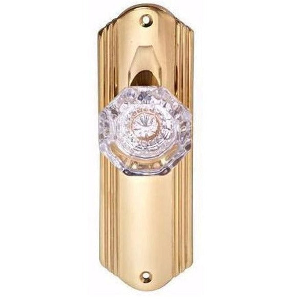 Art Deco Long Backplate Door Set with Octagon Crystal Door Knobs (Several Finishes Available) COPPER MOUNTAIN HARDWARE