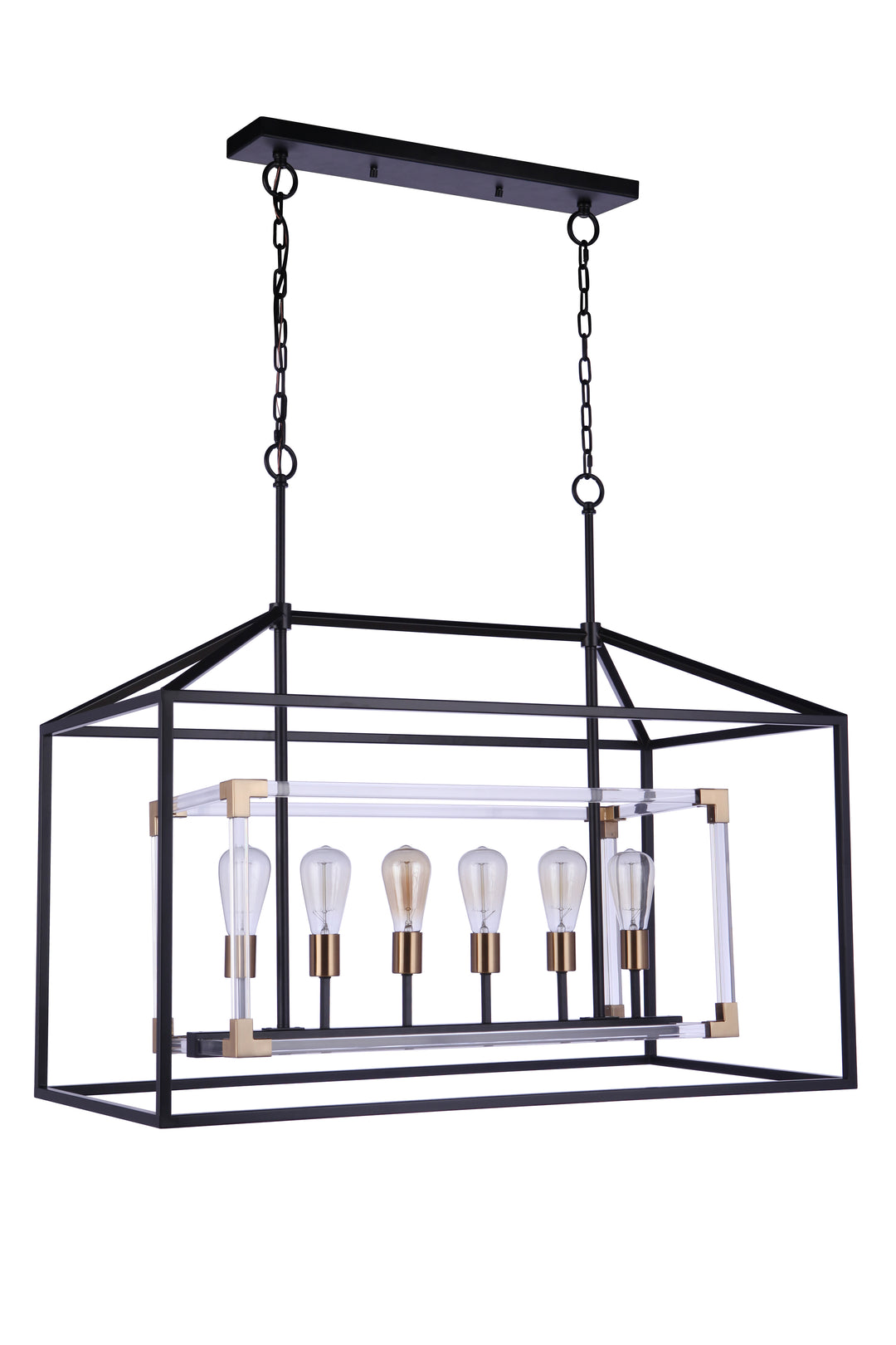 Aaron 6 Light Island in Flat Black/Satin Brass CRAFTMADE