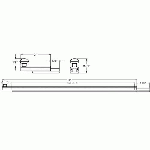 12 Inch Solid Brass Surface Bolt (Flat Black Finish) DELTANA