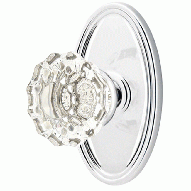 Crystal Astoria Door Knob Set With Oval Rosette (Several Finish Options) EMTEK