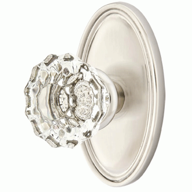 Crystal Astoria Door Knob Set With Oval Rosette (Several Finish Options) EMTEK