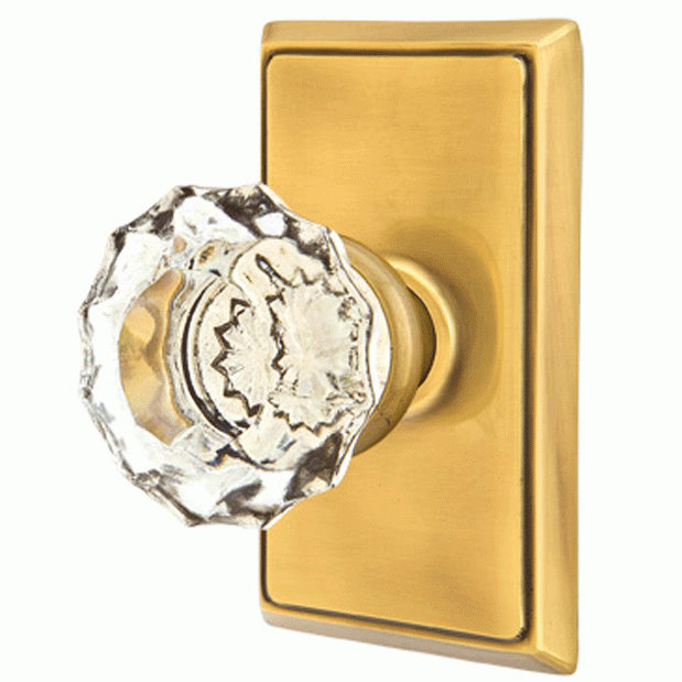 Emtek Crystal Astoria Door Knob Set With Rectangular Rosette (Several Finish Options) EMTEK