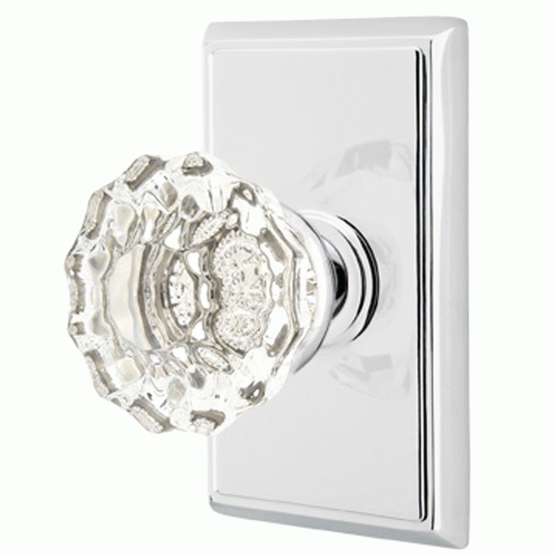 Emtek Crystal Astoria Door Knob Set With Rectangular Rosette (Several Finish Options) EMTEK