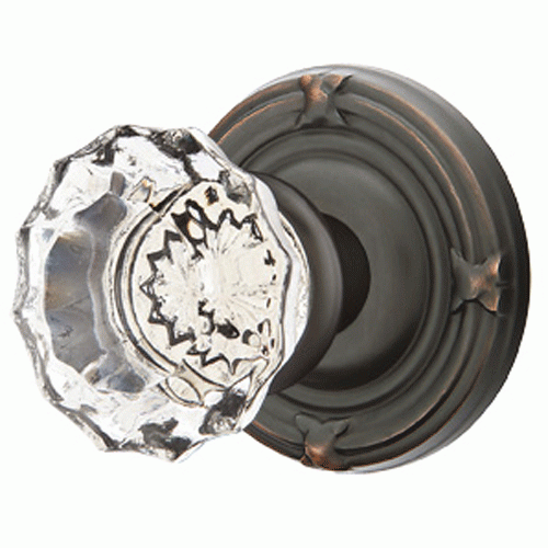 Emtek Crystal Astoria Door Knob Set With Ribbon & Reed Rosette (Several Finish Options) EMTEK