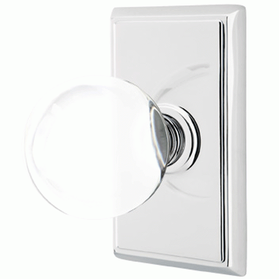 Crystal Bristol Door Knob Set With Rectangular Rosette (Several Finish Options) EMTEK