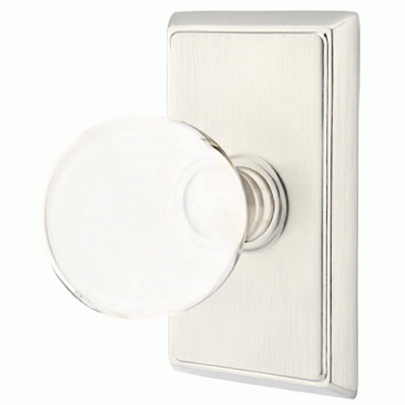 Crystal Bristol Door Knob Set With Rectangular Rosette (Several Finish Options) EMTEK