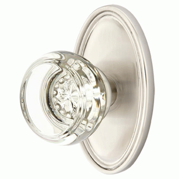 Emtek 820GT Georgetown Crystal Knobset with Brass Rosette Satin Nickel EMTEK