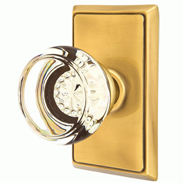 Crystal Door Hardware - Georgetown Privacy Door Knob with Rectangular Rose in Flat Black - 8221GTUS19 - Emtek Hardware EMTEK