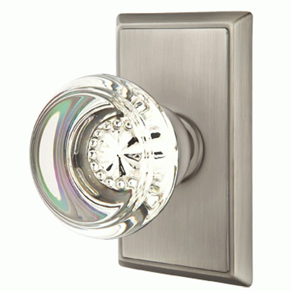 Crystal Door Hardware - Georgetown Privacy Door Knob with Rectangular Rose in Flat Black - 8221GTUS19 - Emtek Hardware EMTEK