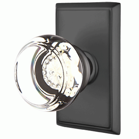 Crystal Georgetown Door Knob Set With Rectangular Rosette (Several Finish Options) EMTEK