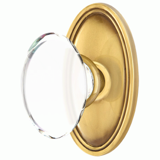 Crystal Hampton Door Knob Set With Oval Rosette (Several Finish Options) EMTEK