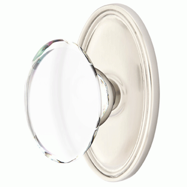 Crystal Hampton Door Knob Set With Oval Rosette (Several Finish Options) EMTEK