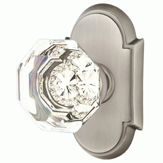 Emtek Crystal Old Town Clear Door Knob Set With # 8 Rosette (Several Finish Options) EMTEK