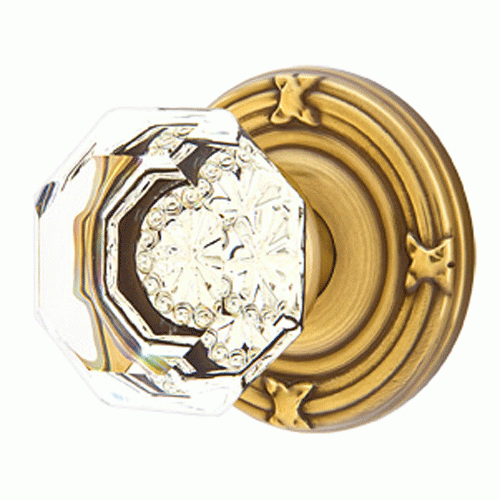 Emtek Crystal Old Town Clear Door Knob Set With Ribbon & Reed Rosette (Several Finish Options) EMTEK