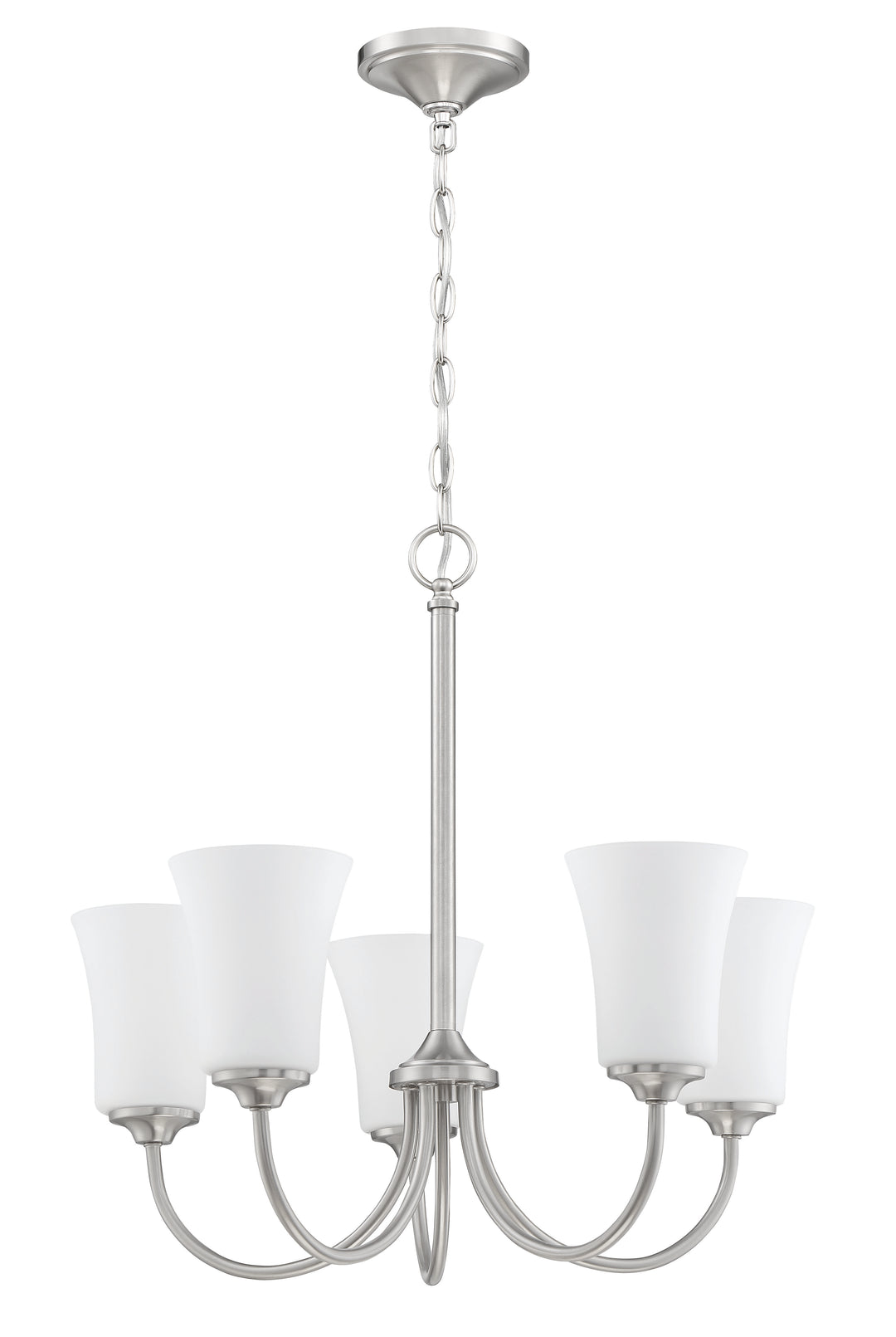 Gwyneth 5 Light Chandelier in Brushed Polished Nickel (White Glass) CRAFTMADE