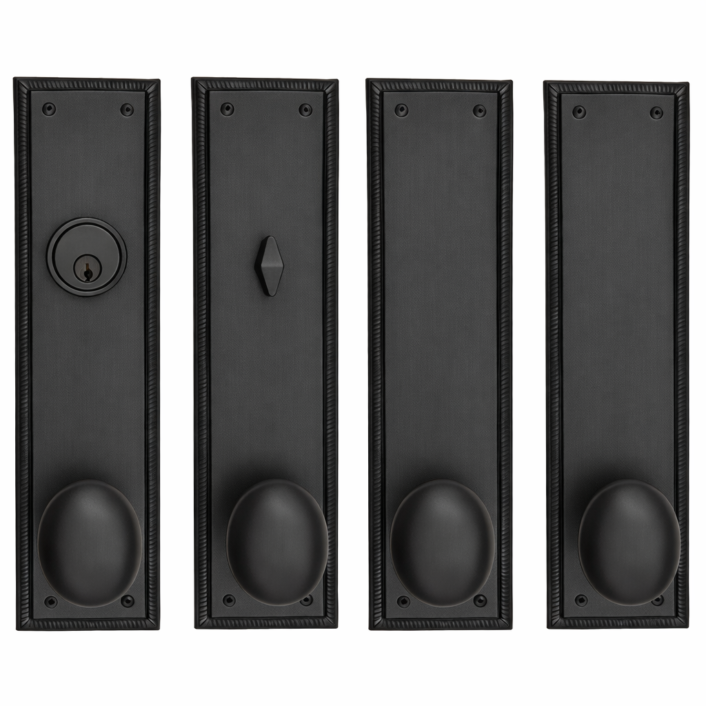 Georgian Roped Rectangular Double Door Deadbolt Entryway Set (Several Finishes Available)