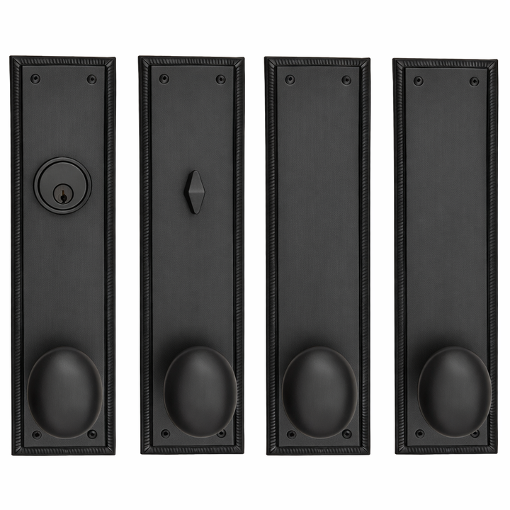 Georgian Roped Rectangular Double Door Deadbolt Entryway Set (Several Finishes Available)