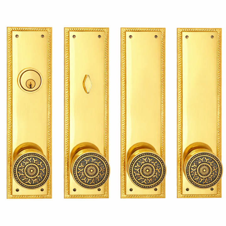 Georgian Roped Rectangular Double Door Deadbolt Entryway Set (Several Finishes Available)