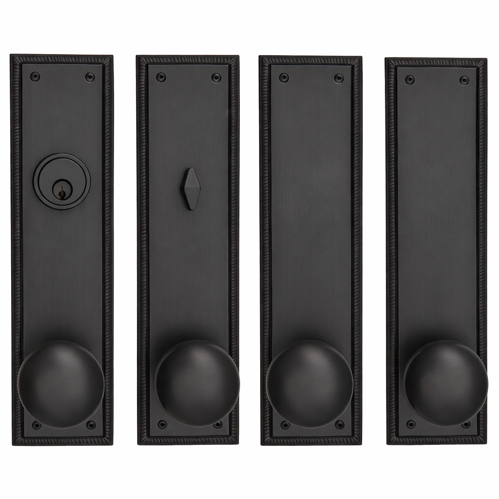 Georgian Roped Rectangular Double Door Deadbolt Entryway Set (Several Finishes Available)