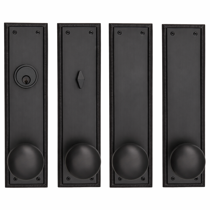 Georgian Roped Rectangular Double Door Deadbolt Entryway Set (Several Finishes Available)