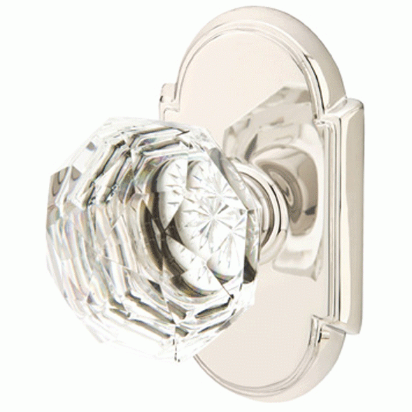 Diamond Crystal Door Knob Set With # 8 Rosette (Several Finish Options) EMTEK