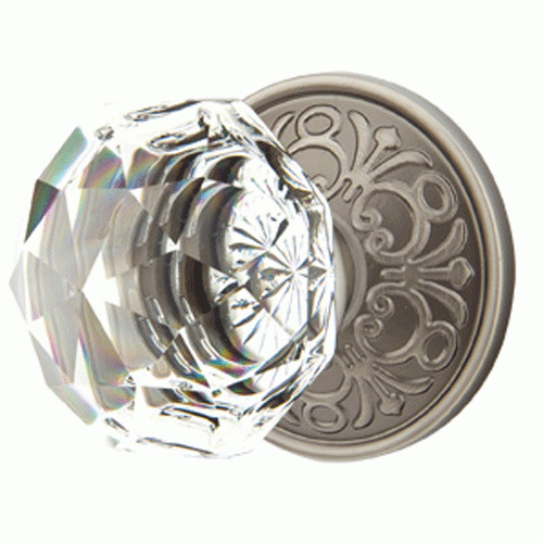 Emtek Diamond Crystal Door Knob Set With Lancaster Rosette (Several Finish Options) EMTEK