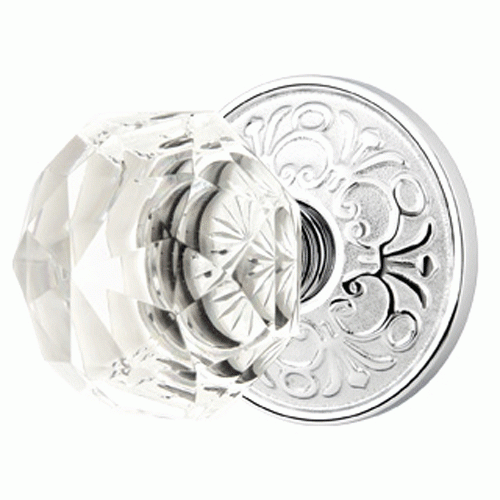 Emtek Diamond Crystal Door Knob Set With Lancaster Rosette (Several Finish Options) EMTEK