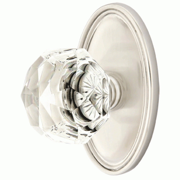 Diamond Crystal Door Knob Set With Oval Rosette (Several Finish Options) EMTEK