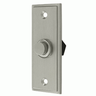 Bell Buttons, Solid Brass Bell Button, Rectangular Contemporary (Brushed Nickel Finish) DELTANA