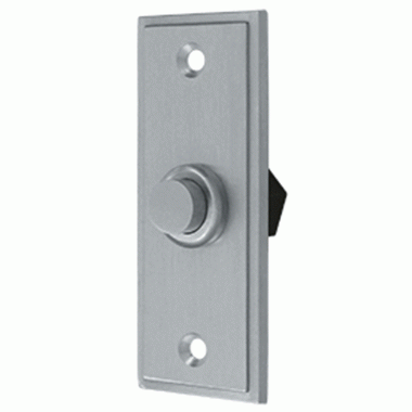 Bell Buttons, Solid Brass Bell Button, Rectangular Contemporary (Brushed Chrome Finish) DELTANA