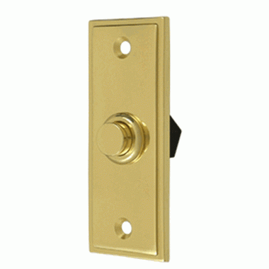 Bell Buttons, Solid Brass Bell Button, Rectangular Contemporary (Polished Brass Finish) DELTANA